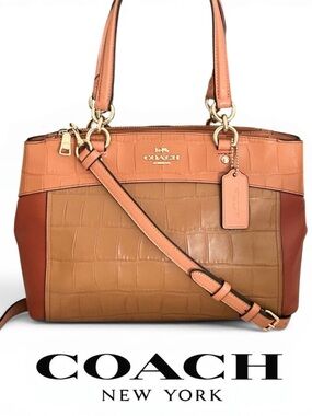 COACH Brooke Mini Croc Embossed and Smooth Leather in Colorblock Xbody/Satchel